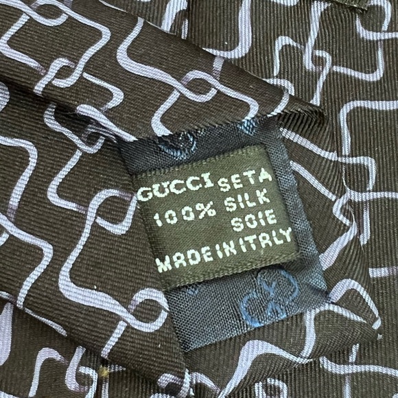 GUCCI vintage black purple Classic Luxury tie 60 inch log - Picture 4 of 11